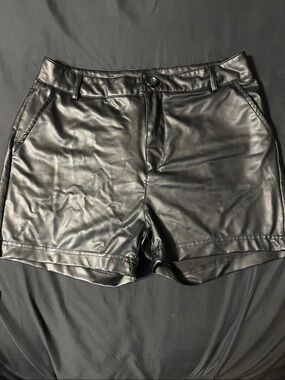 Faux Leather Black Women’s Shorts